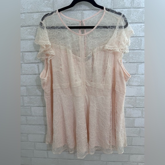 Torrid Pink Lace Blouse Top peplum short sleeve size 4X 26 #1870 - Picture 1 of 6